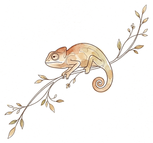Illustration délicate d'un caméléon, symbole de suradaptation